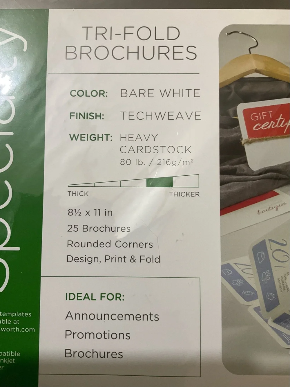 Specialty Tri-Fold Brochures and Foil Business Cards White Cream Stationery